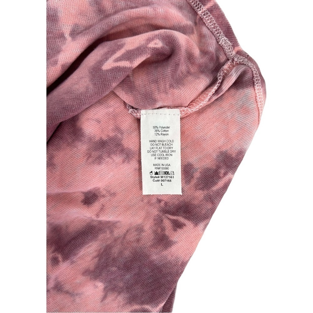 𝅺Maronie Shirt Womens Large Tie Dye V-neck Distressed Tee Cutout Neckline - Picture 8 of 9